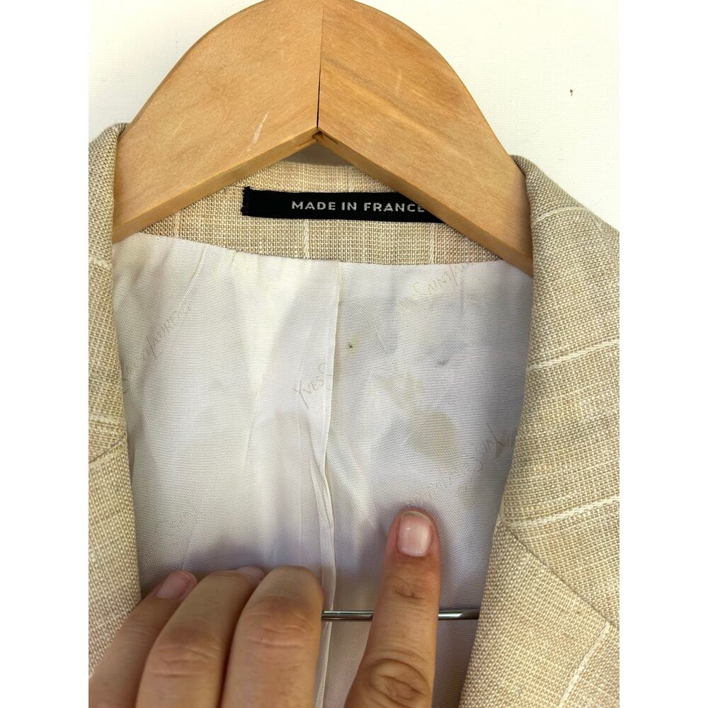Vintage Yves Saint Laurent Oversized Blazer Suit Jacket Linen Beige YSL Medium - Picture 10 of 11